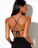 Image of Baila Crop Top in Satin Black