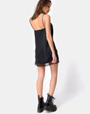 Image of Balace Slip Dress in Black Satin with Black Lace