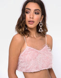 Balien Crop Top in Fringe Sugar Pink