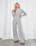 Side Split Obeli Trouser in Rib Grey