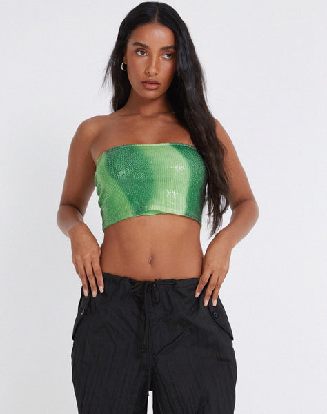 image of Bandira Bandeau Top in Sequin Solarized Green