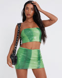 image of Guida Mini Skirt in Sequin Solarized Green