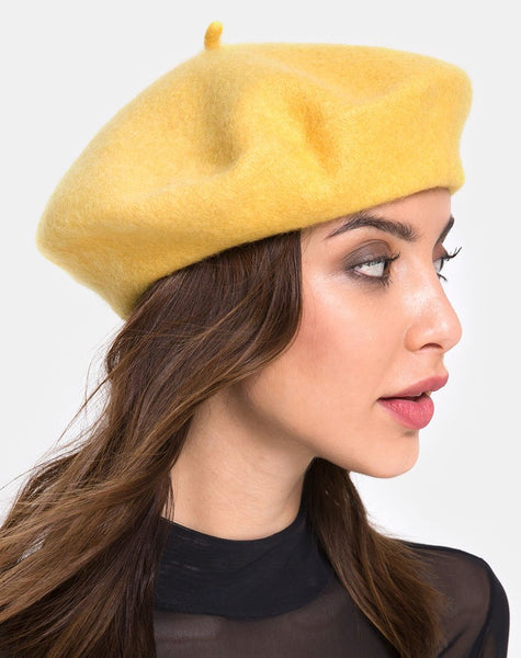 Wool Beret in Mustard