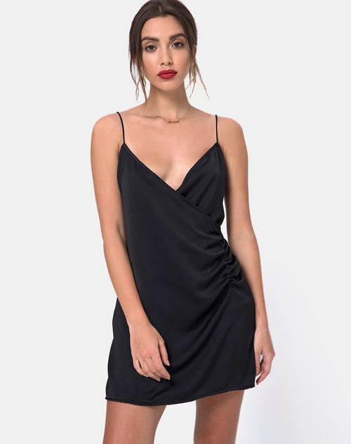 Bartier Mini Dress in Satin Max Zara Black