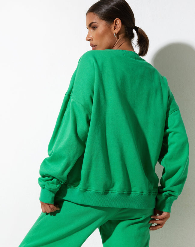 image of Ted Sweatshirt in Fun Green with "Live Better' Embro