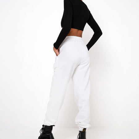 Basta Jogger in White with 'Angel' Embro Black