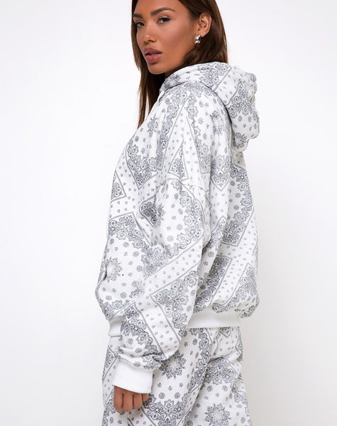 Oversize Hoody in Bandana Ecru Placement