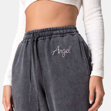 Basta Jogger in Acid Washed Black with 'Angel' Embro