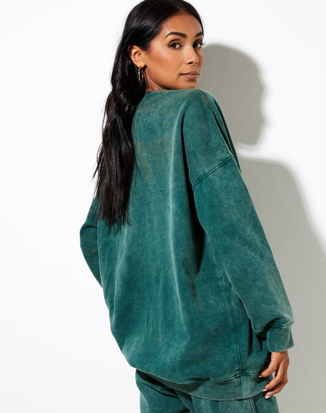 Image of Glo Sweatshirt in Washed Green Angel Energy Cherub Embro