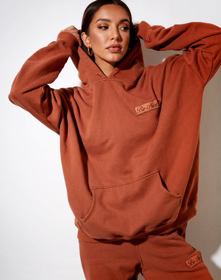 Oversize Hoodie in Racing Red with 'Angel Energy' Embro