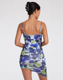 IMAGE OF Batia Bodycon Dress in Abstract Watercolour Blue