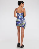 IMAGE OF Batia Bodycon Dress in Abstract Watercolour Blue