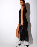 Batis Maxi Dress in Animal Black Net