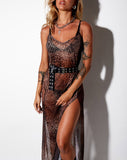 Batis Maxi Dress in Mesh Gradient Cheetah Brown