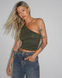 Image of Bay One Shoulder Top in Olive