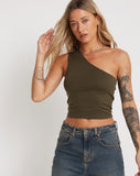 Image of Bay One Shoulder Top in Olive