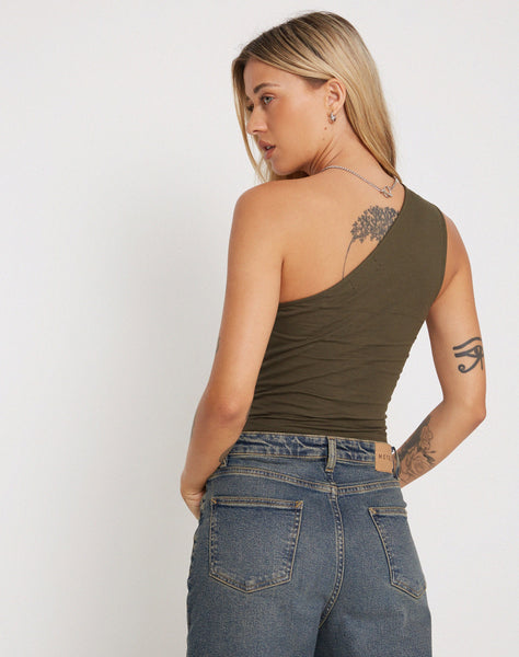 Image of Bay One Shoulder Top in Olive