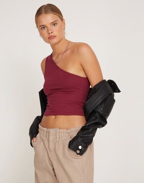 Image of Bay One Shoulder Top in Plum