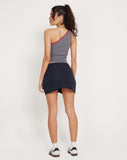 image of Baylor One Shoulder Top in Grey Red Sporty Micro Spot