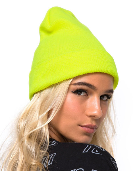 Beanie Hat in Highlighter Yellow