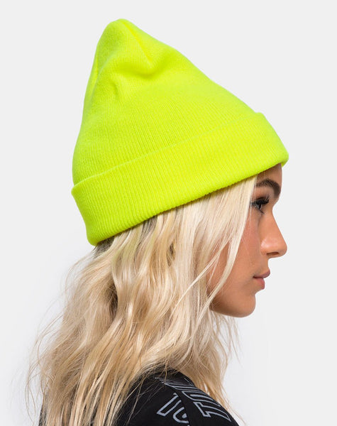 Beanie Hat in Highlighter Yellow