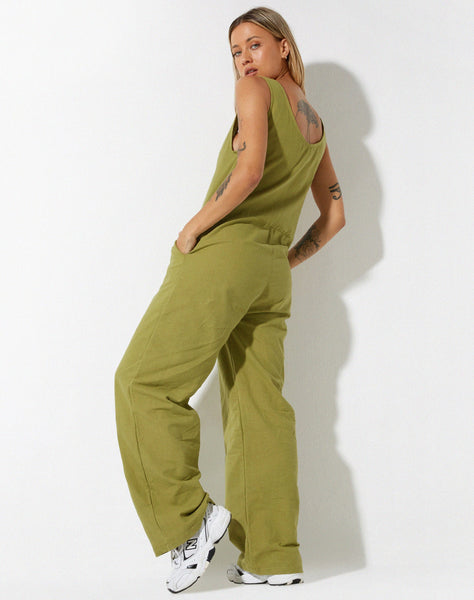 image of Beatrix Jumpsuit in Linen Rami Green