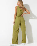 image of Beatrix Jumpsuit in Linen Rami Green