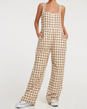 image of Beatrix Jumpsuit in Yellow Brown Check