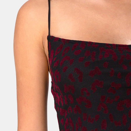 Becky Dress in Red Leopard Net