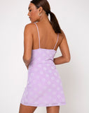 Becky Bodycon Dress in Lilac Mesh Daisy White Flock