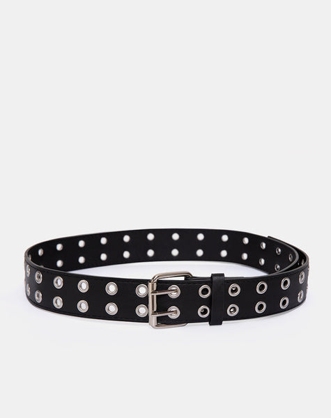 Image of Double Grommet Belt in Punk Black PU