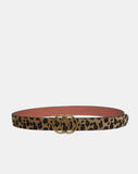 Leopard Leather Belt with Round Buckle