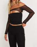 image of Benedic Long Sleeve Top in Lycra Mesh Black