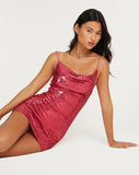 image ofBenia Mini Party Dress in Sequin Metallic Pink