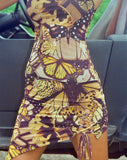 image of Benita Mini Dress in Butterfly Gold