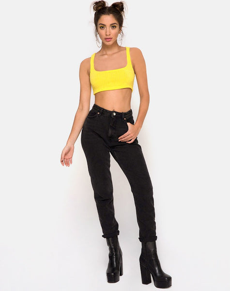 Berries Crop Top in Rib Knit Yellow