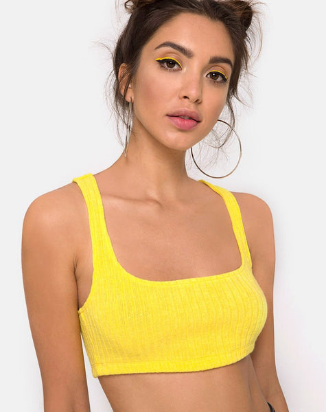 Berries Crop Top in Rib Knit Yellow