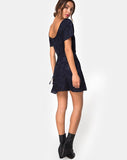 Voine Skater Dress in Satin Navy