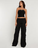 Image of Bertha Strapless Crop Top in Black with Eyelet