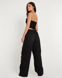 Image of Bertha Strapless Crop Top in Black with Eyelet