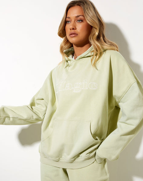 Oversize Hoodie in Green Graffiti Magic Embro