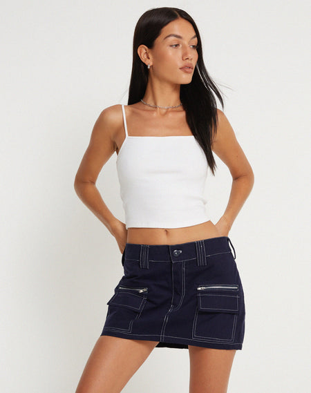 Mela Mini Skirt in Check Black and White