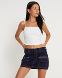 image of Betsy MIni Skirt in Navy with White Top Stitch