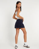 image of Betsy MIni Skirt in Navy with White Top Stitch