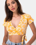 Biaz Wrap Crop in Sunkissed Floral Yellow