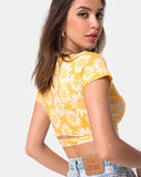 Biaz Wrap Crop in Sunkissed Floral Yellow