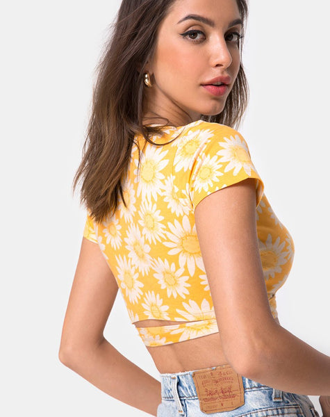 Biaz Wrap Crop in Sunkissed Floral Yellow