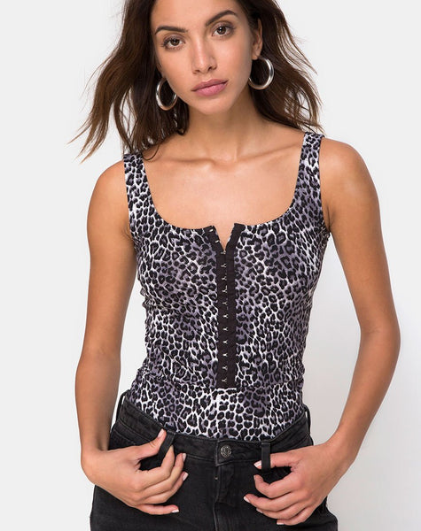 Bida Bodice in Grey Rar Leopard