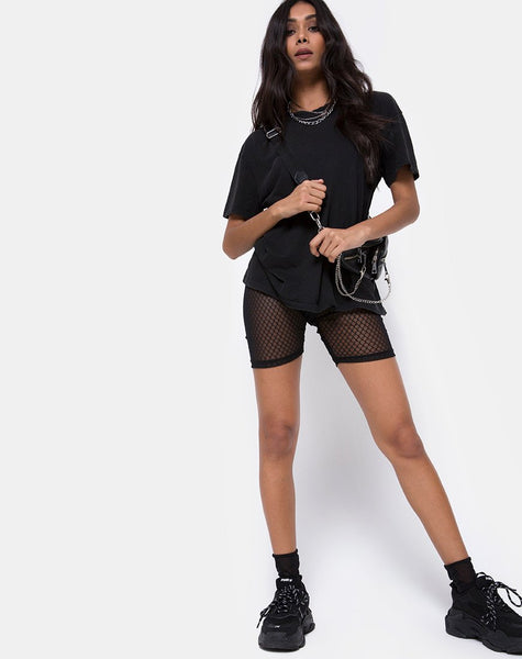 Bike Short in Black Fishnet