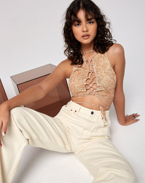 Image of Bima Crop Top in Tan Mushroom